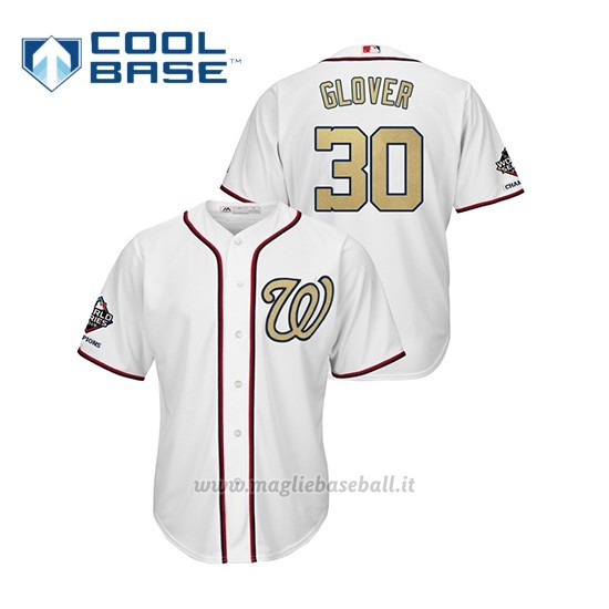 Maglia Baseball Uomo Washington Nationals 30 Koda Glover 2019 Gold Program Cool Base Bianco